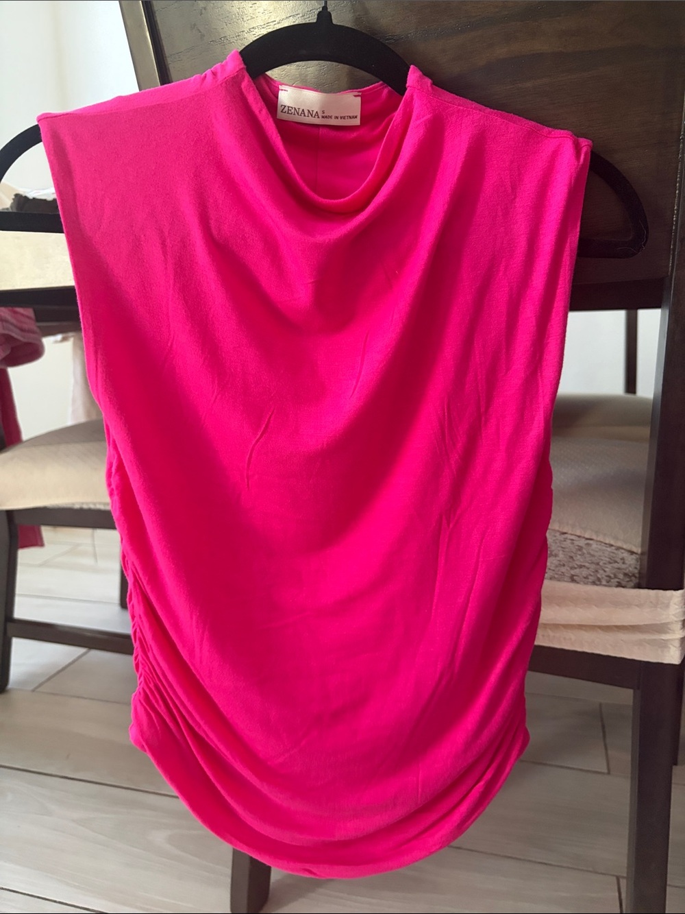 Zenana Outfitters Vibrant Hot Pink Sleeveless Draped Tank